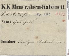Etiketten zu Gold Gediegen (NHMW-MIN-Aq650)